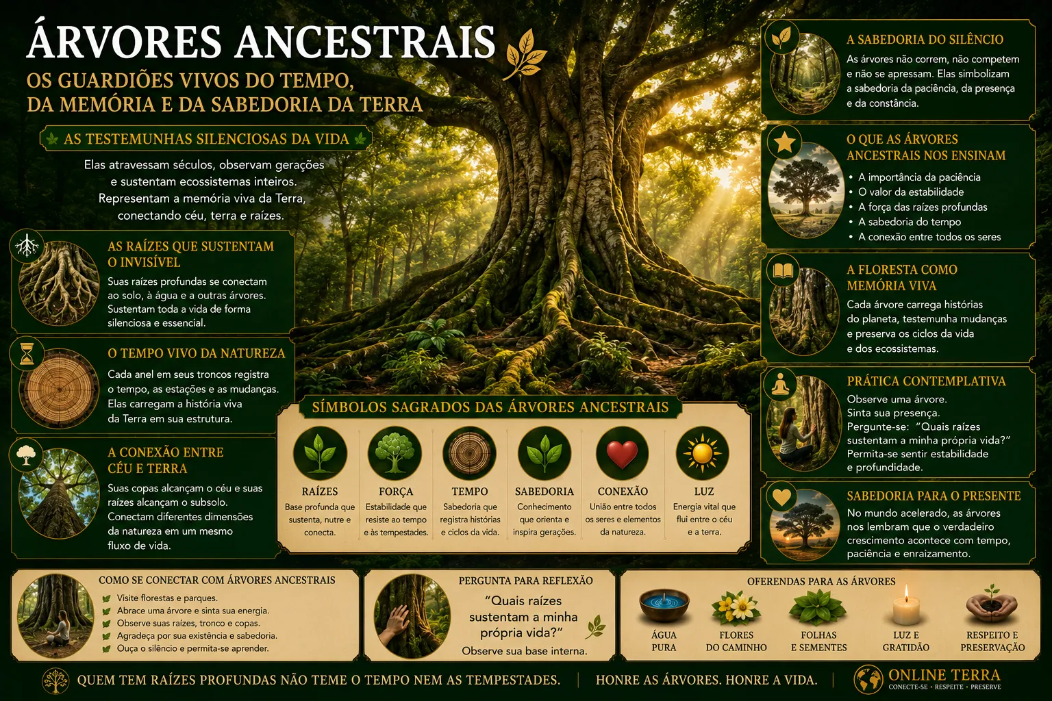 ÁRVORES ANCESTRAIS: OS GUARDIÕES VIVOS DO TEMPO, DA MEMÓRIA E DA SABEDORIA DA TERRA