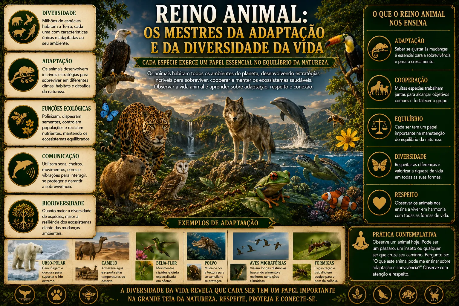 O REINO ANIMAL: OS MESTRES DA ADAPTAÇÃO E DA DIVERSIDADE DA VIDA